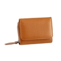 Classic caramel lychee grain leather wallet with trifold RFID blocking design - Earthy Yellow
