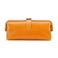 Beauty case vintage in vera pelle ambrata con chiusura a cinturino in pelle sicura - Marrone