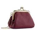 Portamonete vintage in pelle bordeaux con chiusura a scatto e catena a sfere dorata - Borgogna