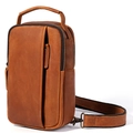 Dunkelbraune Brusttasche für Herren aus Crazy-Horse-Leder mit Schultergurt - Braun