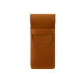 Dettaglio dell'astuccio per penna in pelle marrone vintage con cuciture fatte a mano - Marrone