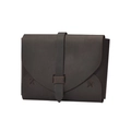 Handgefertigtes Kartenetui aus dunkelbraunem Vintage-Leder mit Kreuzstich-Details - Kaffeebraun