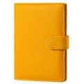 Yellow pebble leather RFID passport holder wallet with snap closure and multi slots - Yellow