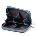 Mini portefeuille en cuir véritable bleu foncé avec protection RFID et porte-cartes - Bleu Gris
