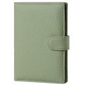 Sage green lychee leather RFID passport wallet with secure snap closure and stitching - Light Green