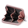 Porte-monnaie RFID en cuir rose avec fentes accordéon et fermeture éclair argentée - Rose