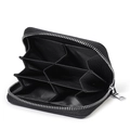 Porte-cartes accordéon en cuir grainé noir avec protection RFID et fermeture éclair - Noir