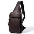 Borsa a tracolla in pelle marrone scuro retrò da uomo con cinturino regolabile - Stile 6062 / caffè
