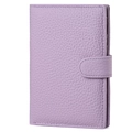 Lilac lychee grain leather RFID passport wallet with secure snap fastener closure - Lavender Purple