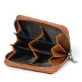Mini portamonete in pelle marrone con RFID e fessure multiple con trama a litchi - Giallo Terra