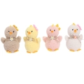 Lot de 4 poussins de Pâques en peluche pastel avec nœuds à pois et pendentifs marguerites - Ensemble d'Ornements de Poussin Multicolore