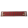 Red and black plaid Christmas table runner with moose and tree embroidery patterns - Applique Table Runner