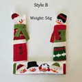 Juego de 3 fundas navideñas de muñeco de nieve para manijas en tela roja y verde suave - Modelo B (J-JY44)