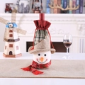 Weihnachtliche Schneemann-Weinflaschenhülle mit rotem Schal und Karohut - Neuer Leinen Karo Schneemann Stil