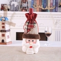 Weihnachts-Weinflaschenhülle mit Weihnachtsmann-Motiv, Karo-Stoff und weißem Plüsch - Neuer Leinen Karo Weihnachtsmann Stil
