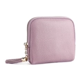 Lavender lychee grain leather jewelry organizer pouch with tassel and zipper closure - Lavender Purple