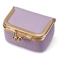 Pochette à bijoux en cuir grainé lilas avec fermoir métallique doré chic - Violet Lavande