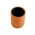 Minimalist orange genuine leather desk pen holder with black interior lining - Brown (7100)