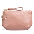 Minimalist genuine cowhide leather coin purse in dusty rose pink with gold zipper - Dusty Pink