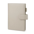 Funda de cuaderno de cuero auténtico granulado beige con cierre de hebilla envolvente - Albaricoque