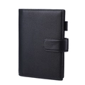 Funda de cuaderno B6 de cuero negro granulado con cierre de presión y soporte para bolígrafo - Negro