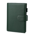 Funda de cuaderno en cuero verde oscuro con textura de grano y cierre con portabolígrafos - Verde Oscuro