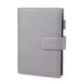 Funda de cuero gris para cuaderno B6 grano de litchi con cierre y portabolígrafos - Gris Medio