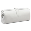 Trousse à maquillage en cuir grainé blanc avec détails dorés et ouverture de médecin - Blanc