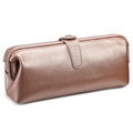 Trousse à maquillage or rose en cuir grainé avec cadre et fermoir doré - Or rose