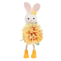 Easter bunny angel fairy ornament with large yellow flower and knitted texture - Yellow
