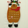 Brown felt reindeer Christmas advent calendar with 24 small countdown pockets for kids - Reindeer Style (A-GS05)