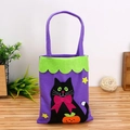 Halloween purple non-woven candy bag with black cat and orange pumpkin design - Purple Black Cat Style (W-WS22)