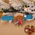 Bracelet de Noël bleu à paillettes avec ours, cloches et lumières LED brillantes - Ours de Noël