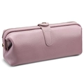 Pale purple lychee pattern leather toiletry bag with elegant metal snap closure - Lavender Purple