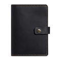 Minimalistischer Reisepass-Halter aus schwarzem Crazy Horse Leder mit Handnähten - Schwarz