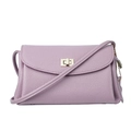 Borsa a tracolla in pelle color lavanda motivo lychee con chiusura girevole oro chiaro - Viola Lavanda