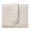 Slim off-white pebbled leather card holder with secure snap button and card slots - Off White