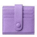 Purple top-layer leather card holder with litchi texture and secure snap closure - Light Purple