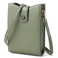 Mini bolso bandolera verde Morandi en cuero granulado con hebilla de rosa vintage - Verde claro
