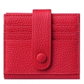 Red pebbled leather mini wallet with multi-card slots and snap button closure - Red