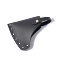 Durable black crazy horse leather axe sheath with reinforced metal rivets and brass snap button - Black (7209)