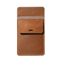 Brown leather pocket protector pen holder with orange stitching for doctor and nurse - Brown (7208)