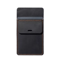 Black leather pocket protector for doctors with brown contrast stitching - Black (7208)