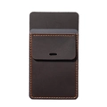 Dark brown leather pocket protector for doctors with vibrant orange contrast stitching - Coffee (7208)