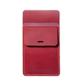 Dark red leather pocket protector with yellow stitching for doctors and nurses - Red (7208)