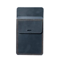 Dark blue leather pocket pen holder for medical coats with orange contrast stitching - Blue (7208)