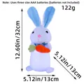 Luminous white plush bunny with blue bow tie and carrot holding 32cm electronic toy - Holding Carrot Style