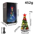 Leuchtende grüne Weihnachtsbaum-Tischdeko mit Miniaturhaus und USB-Ladekabel inklusive - T2-65 Leuchtende Weihnachtsbaum Spieluhr