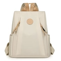 Minimalist beige anti-theft nylon backpack for women with large capacity and floral logo - Off White