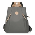 Grey nylon anti-theft backpack for women with large capacity and stylish leather accents - Gray
